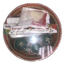 Rakhi Gift Set with Rakhi Thali, Rakhi, Kumkum, Rice and Card