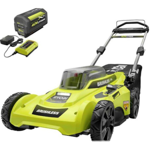 RYOBI- 20 in. 40-Volt Brushless Lithium-Ion Cordless Battery Walk Behind Push Lawn Mower 